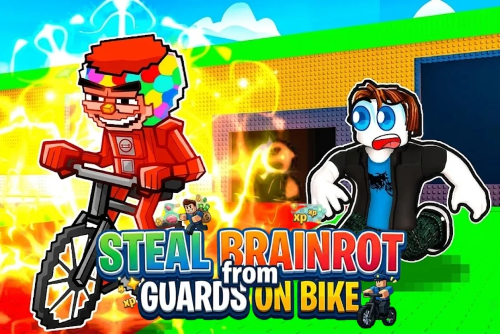 Steal Brainrot from Guards on Bike